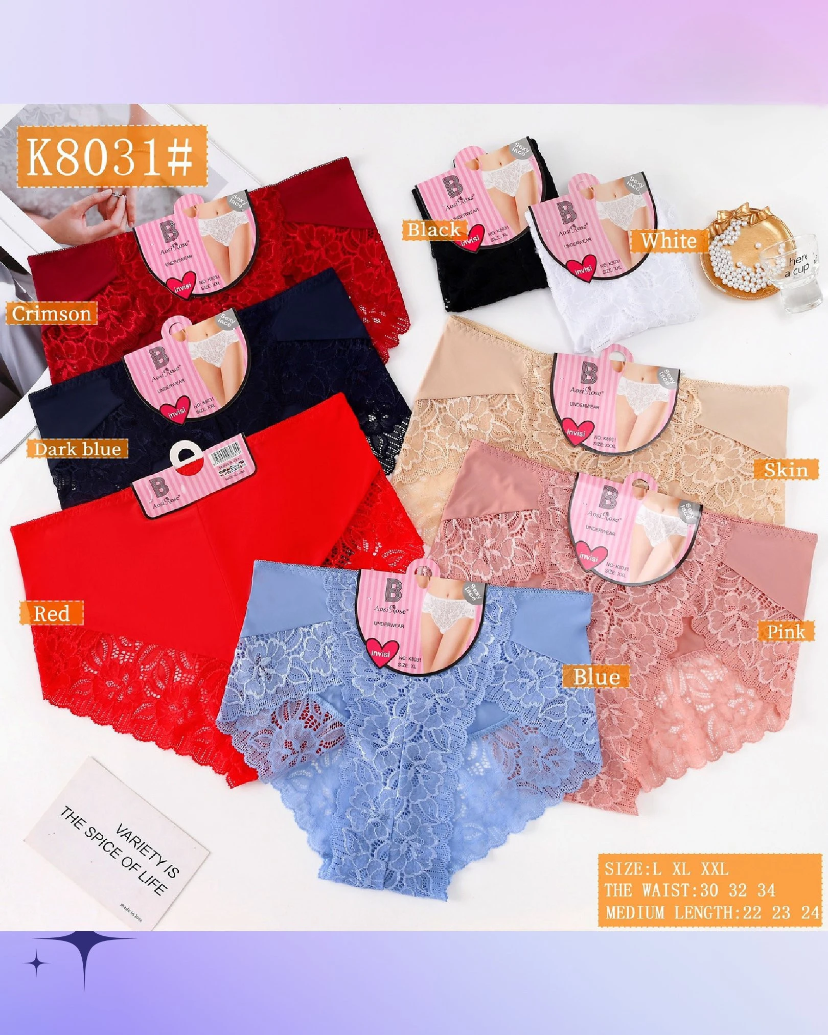 Braguitas de encaje para mujer-K8031