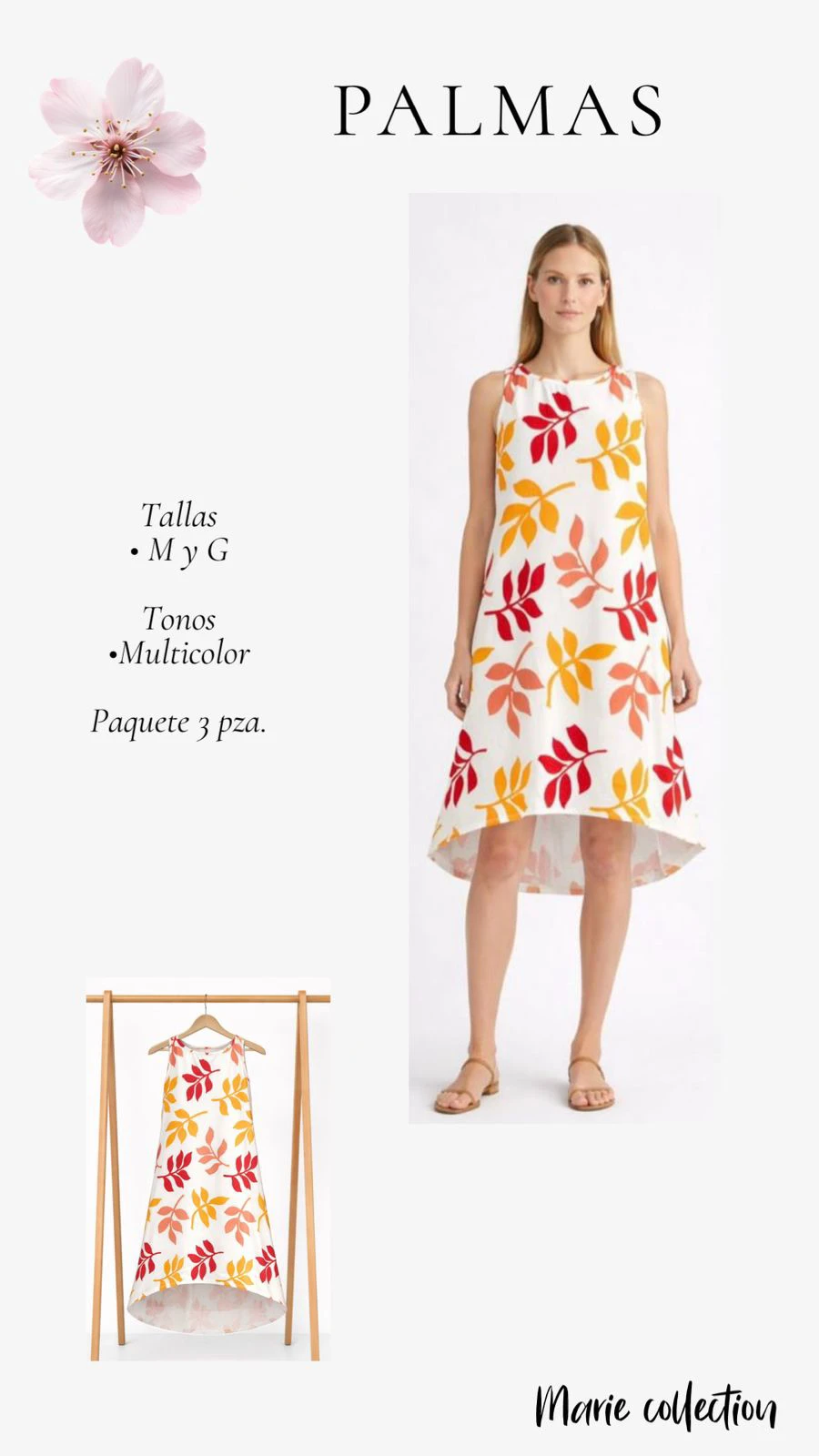 Vestido estampado de hojas sin mangas-01133