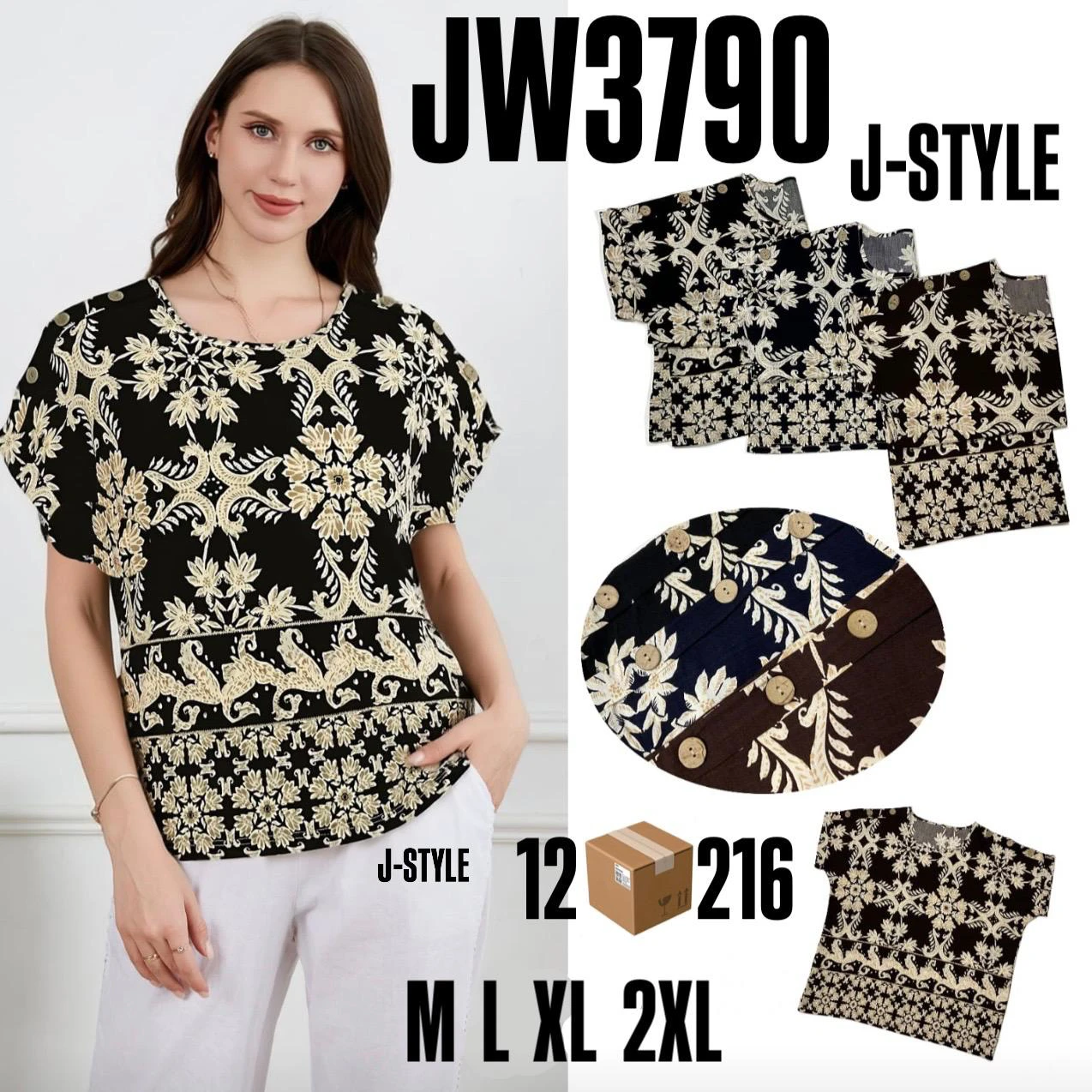Blusa de manga corta con estampado floral-JW3790