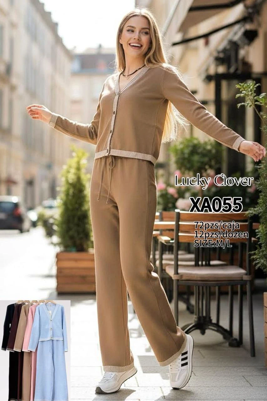 Conjunto casual de punto para mujer-XA055