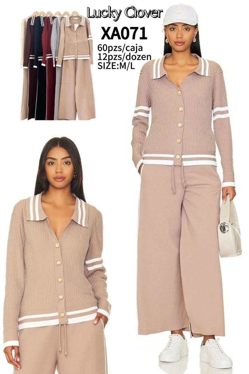 Conjunto de cardigan y pantalón-XA071