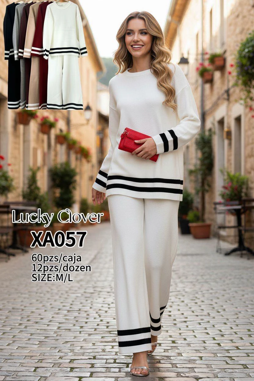 Conjunto de Suéter y Pantalón con Rayas-XA057