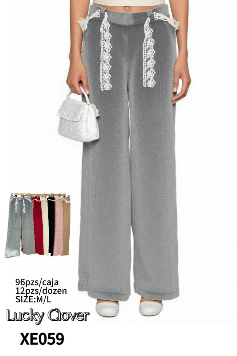 Pantalón palazzo con encaje-XE059