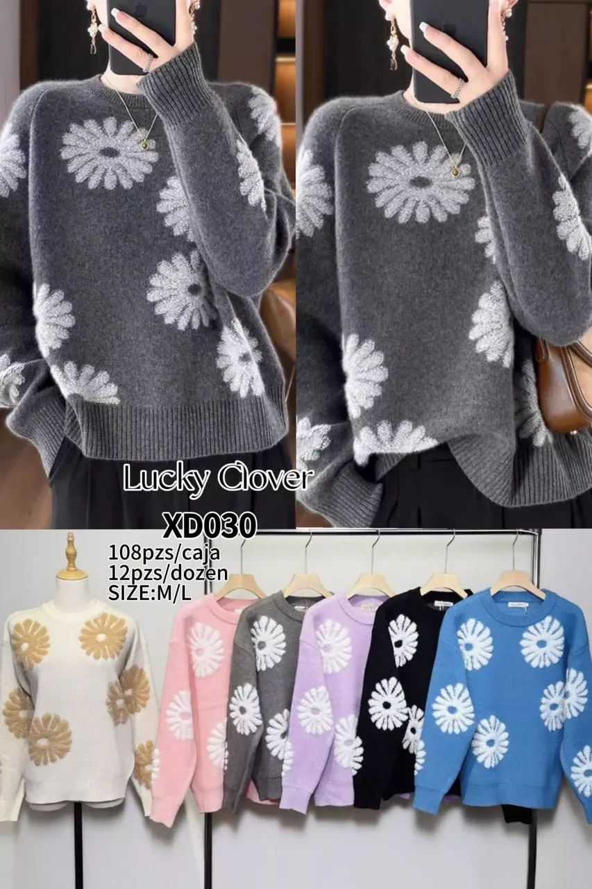Suéter con diseño de flores-XD030