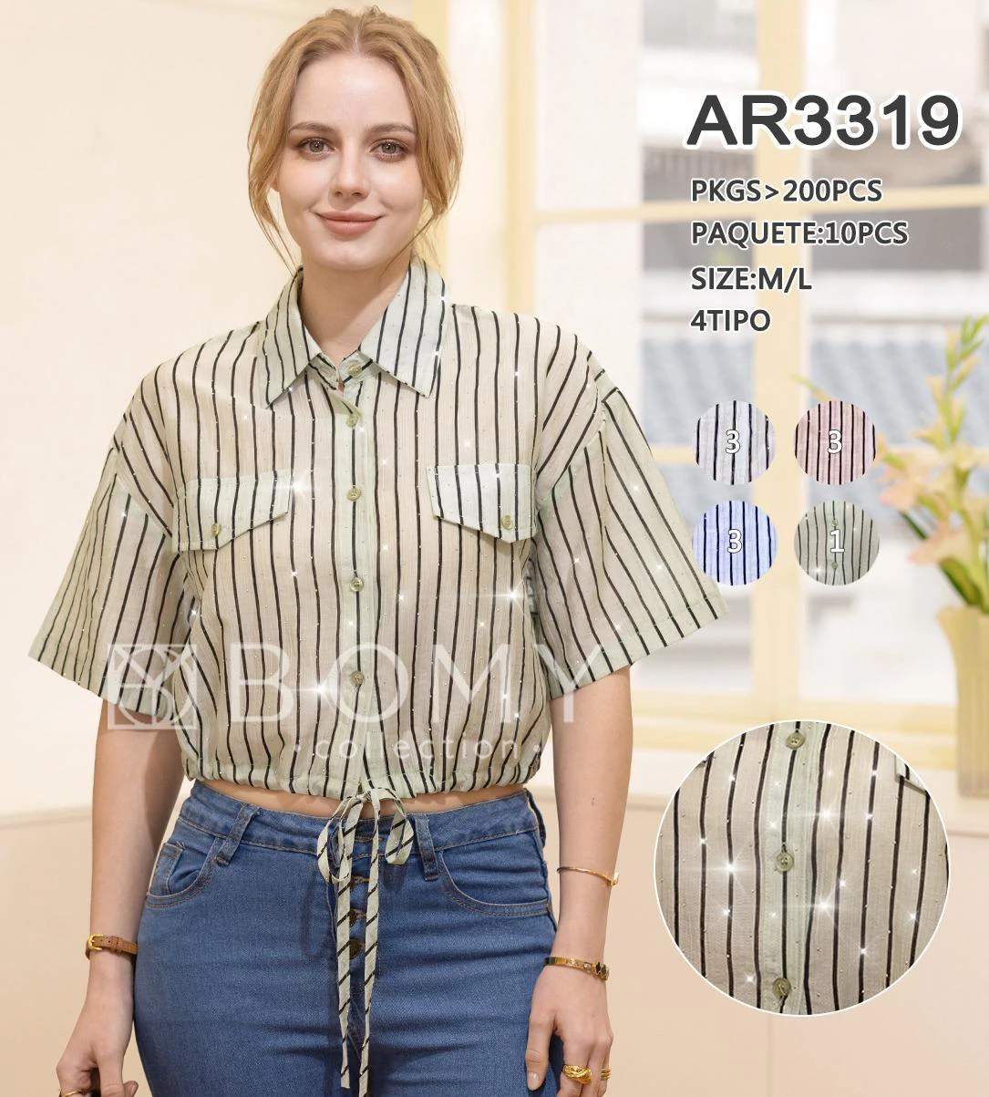 Blusa a rayas con amarre-AR3319