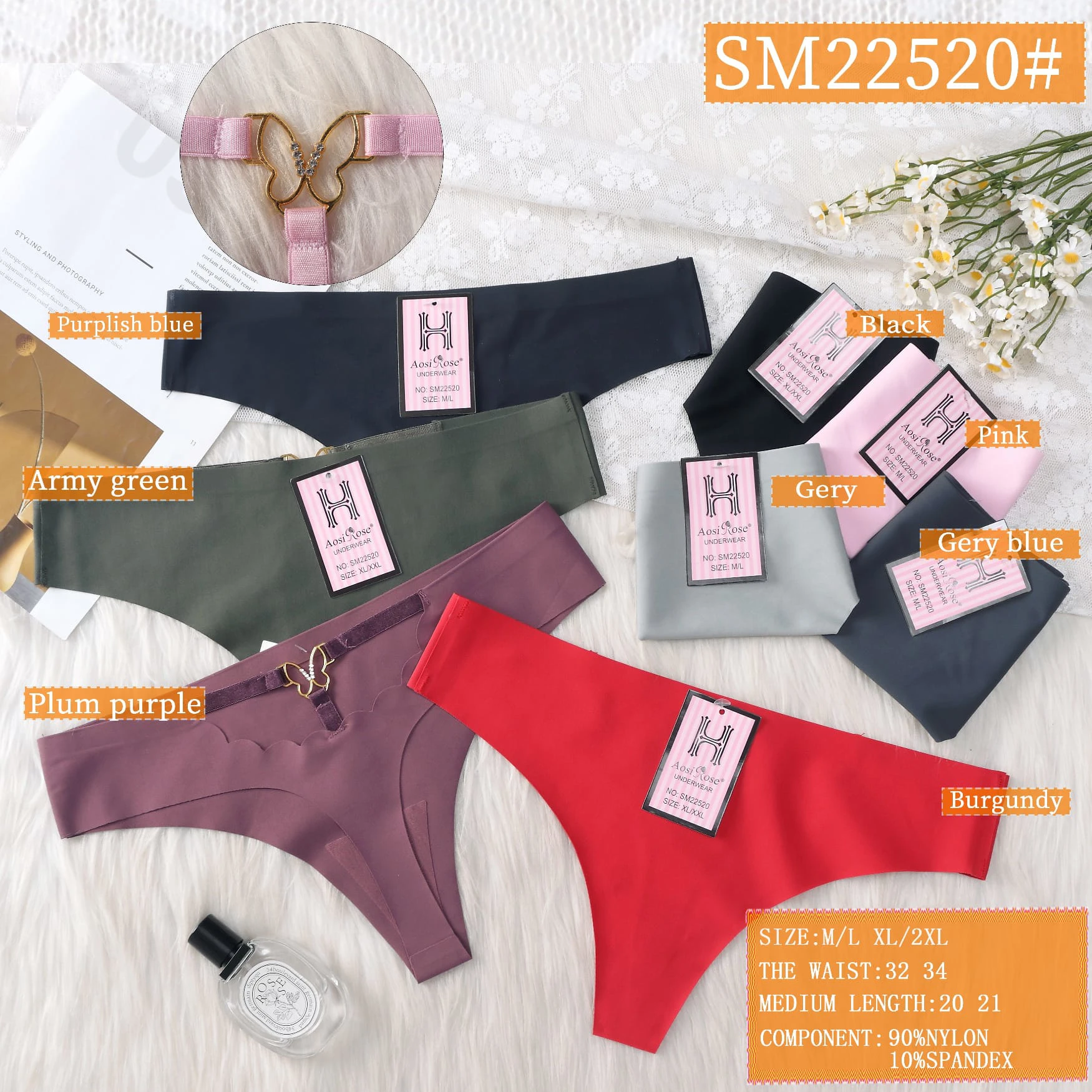 Braguitas de mujer con detalle de mariposa-SM22520