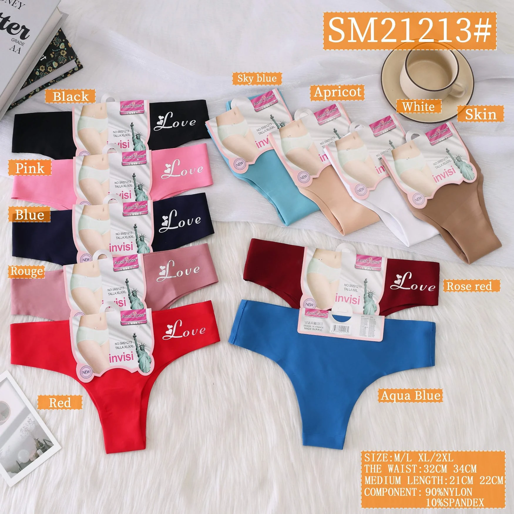 Braguitas invisibles con estampado Love-SM21213