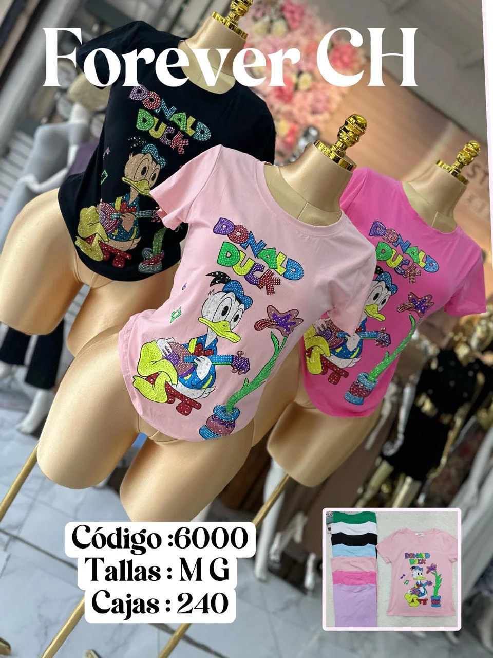 Camiseta Estampada de Donald Duck para Mujer-6000