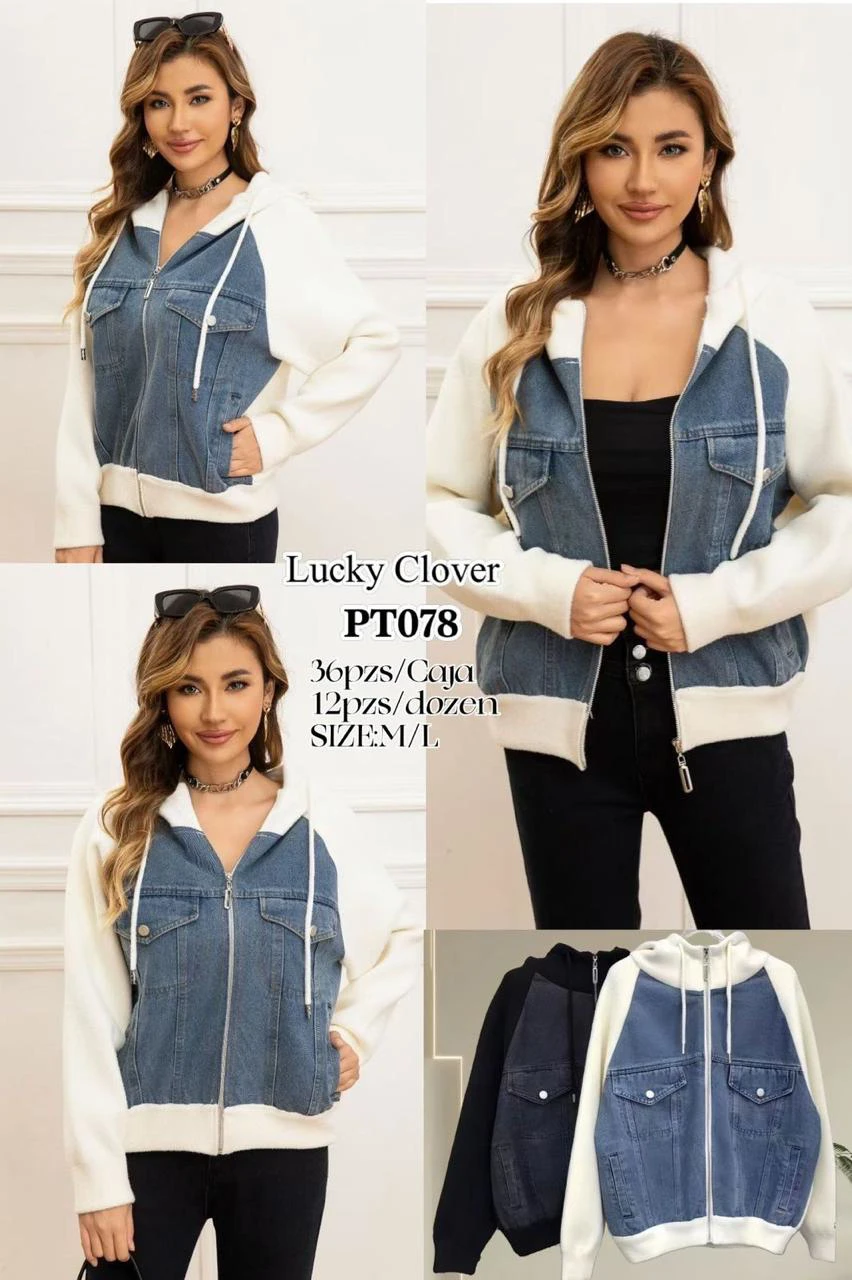 Chamarra casual con capucha para dama-PT078