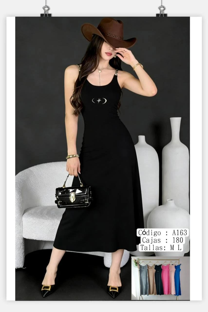 Vestido midi de tirantes-A163
