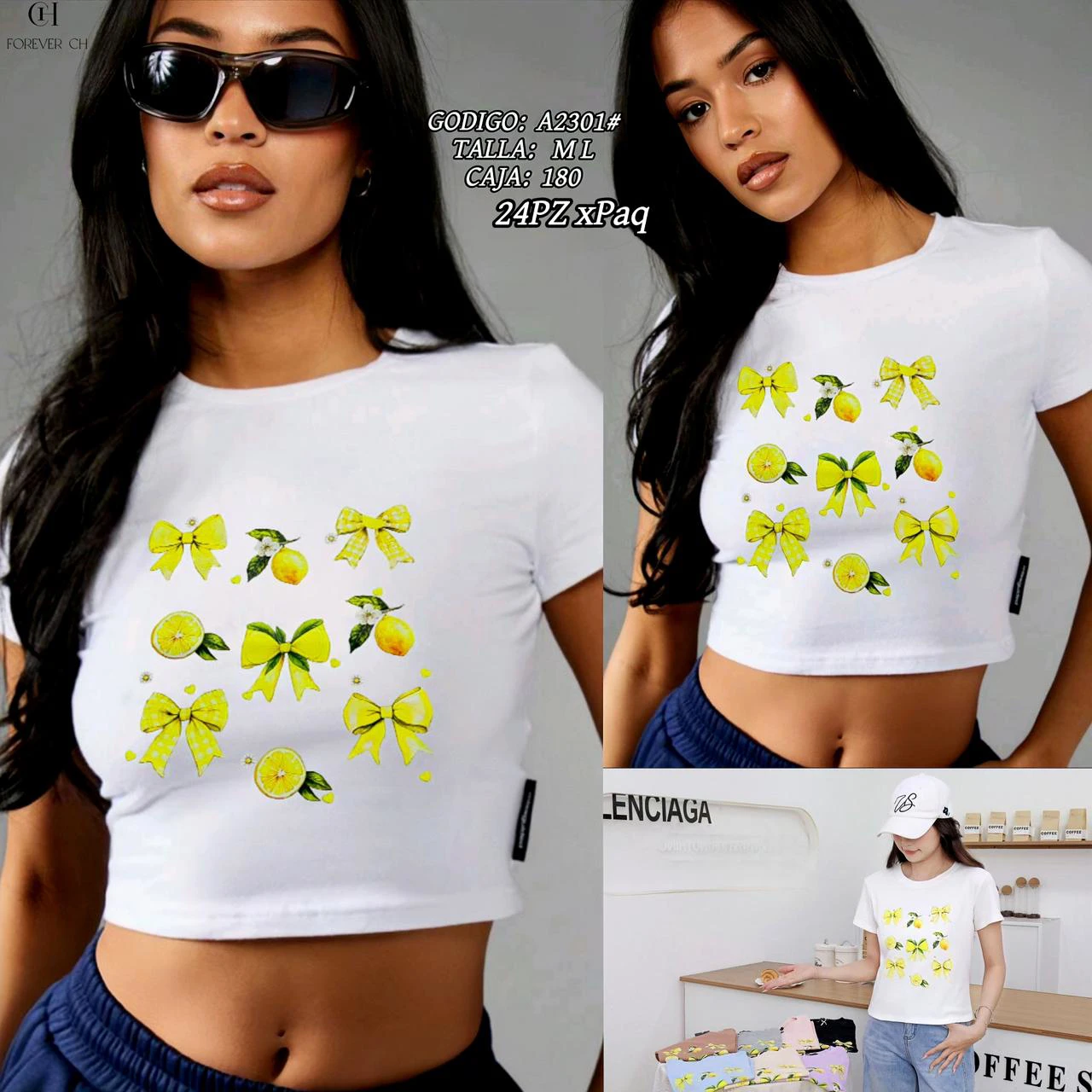Playera corta con estampados-A2301