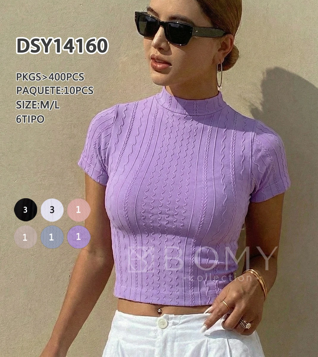 Blusa Crop Top Tejida de Cuello Alto-DSY14160