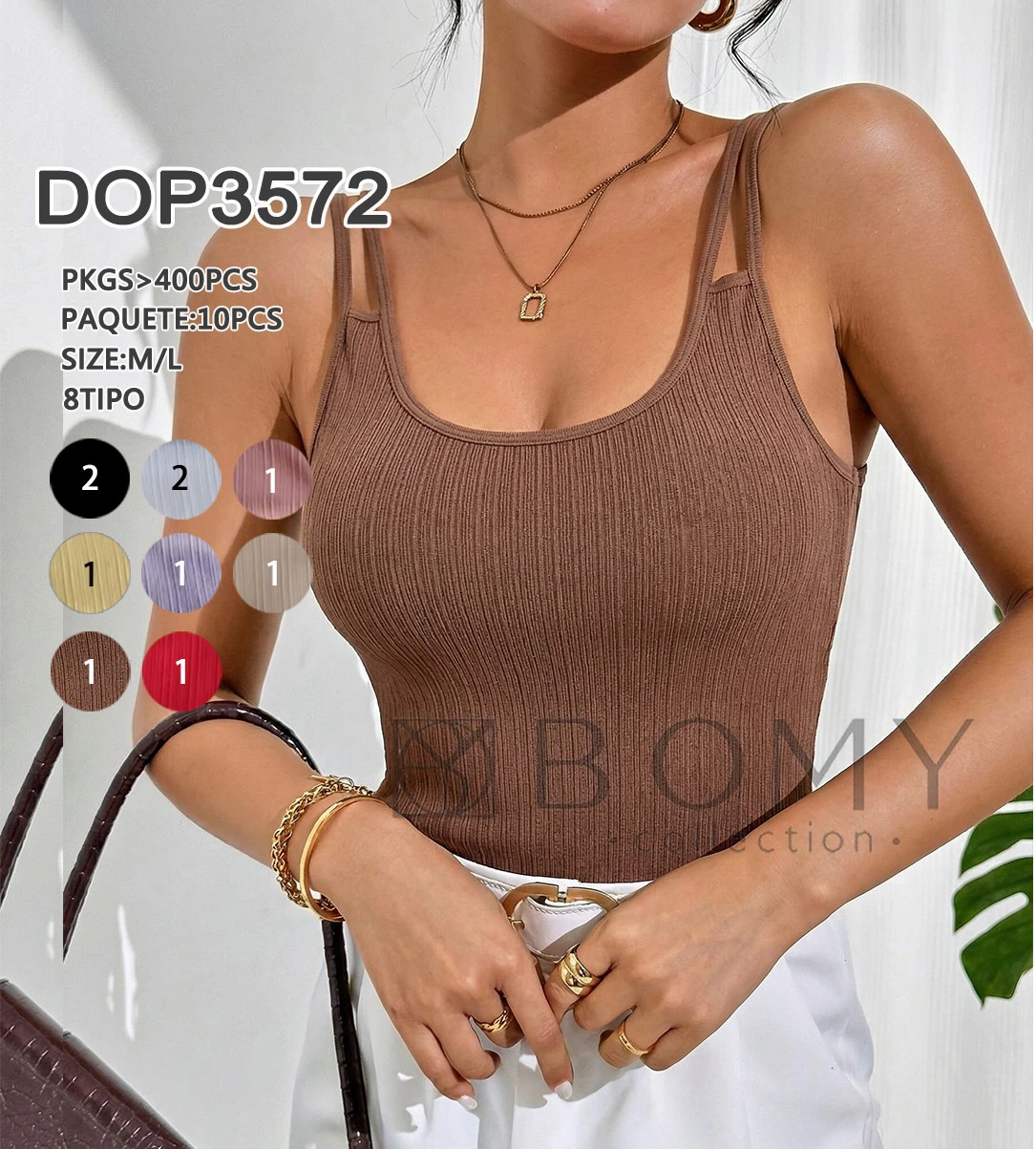 Blusa de tirantes acanalado-DOP3572