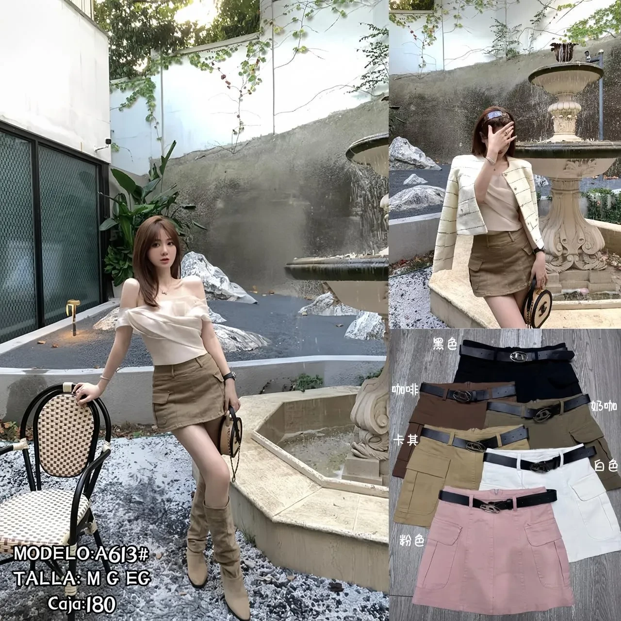 Falda Bolsillos Casual-A613