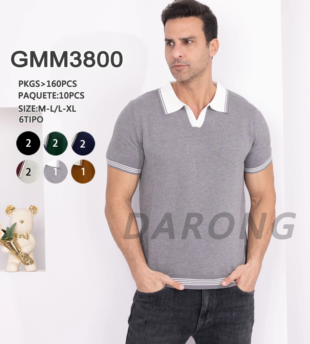 Camisa tipo polo de punto para hombre-GMM3800