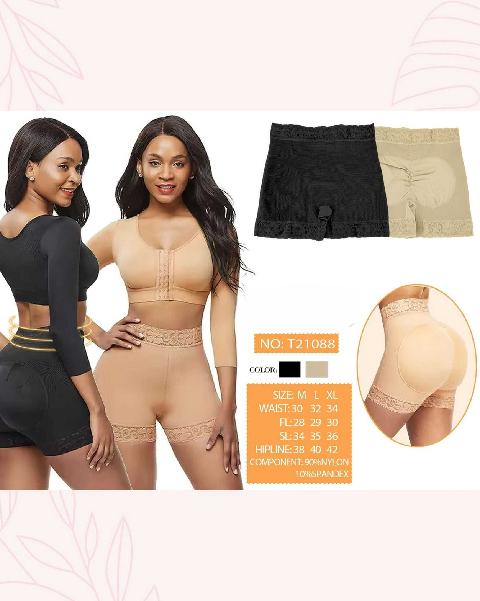 Faja Short Moldeadora de Abdomen y Glúteos con Mangas-T21088