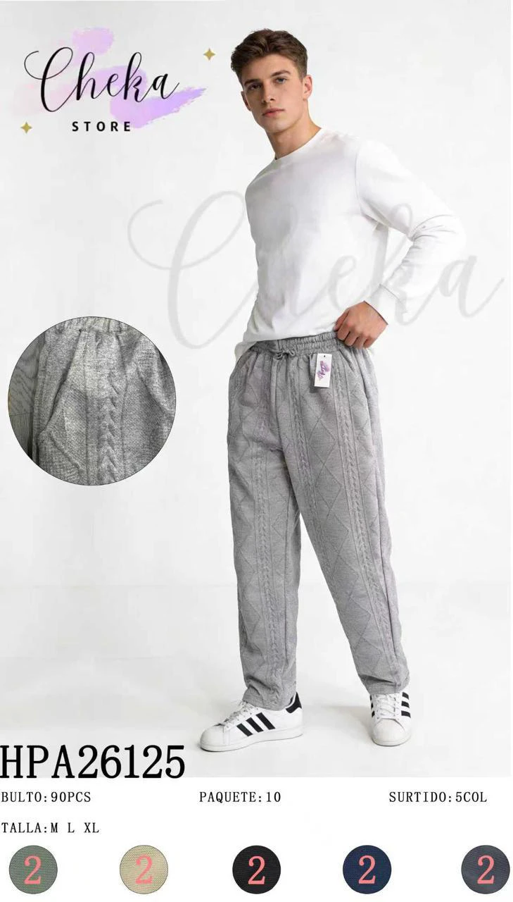 Pantalón de punto con patrón para hombre-HPA26125