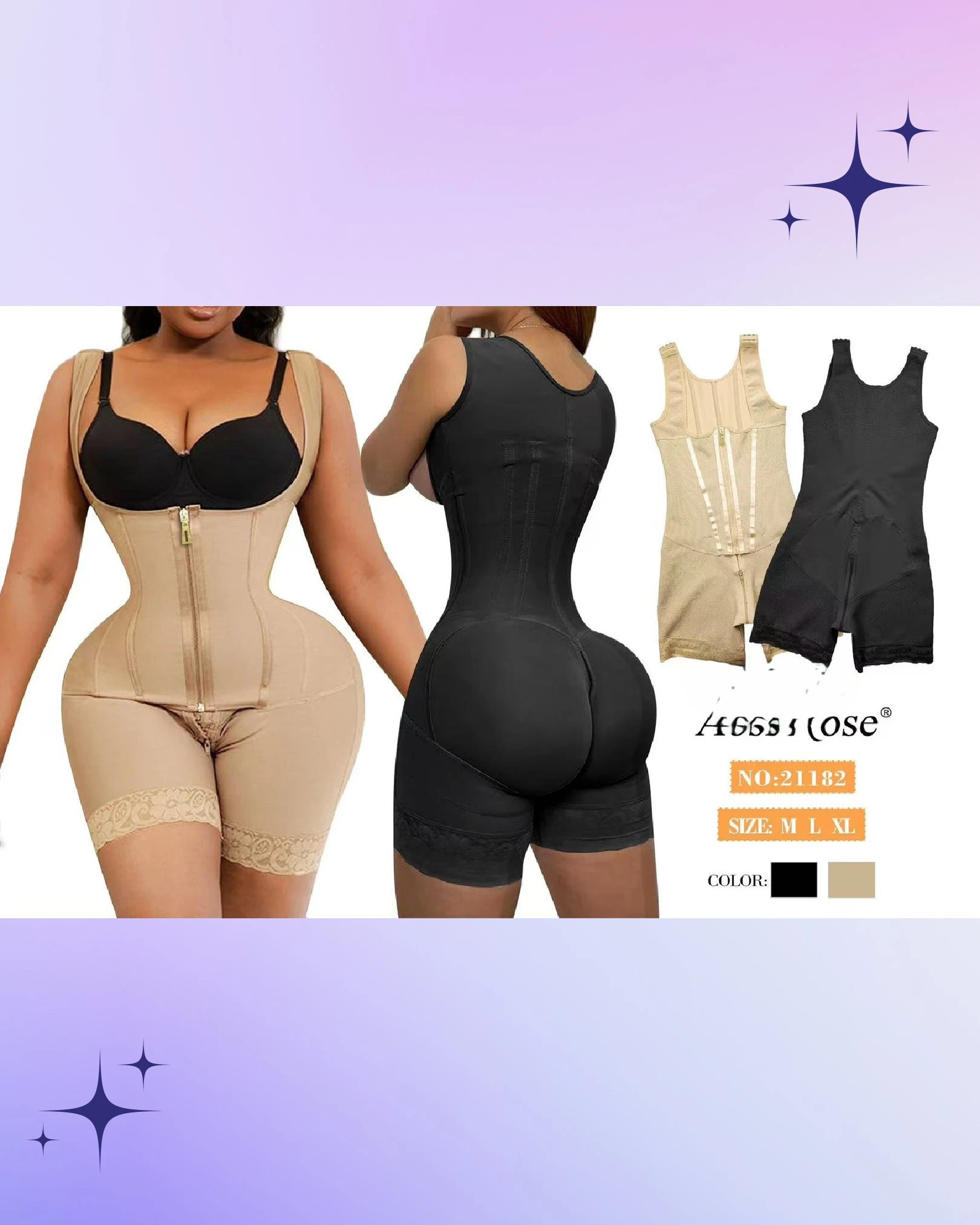 Faja moldeadora de cuerpo completo con cierre-21182