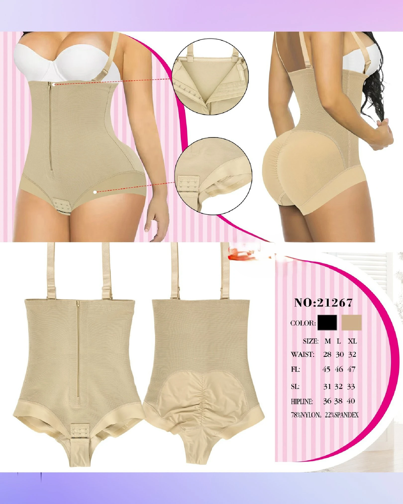 Faja Body Reductora con Control de Abdomen y Levantamiento de Glúteos-21267