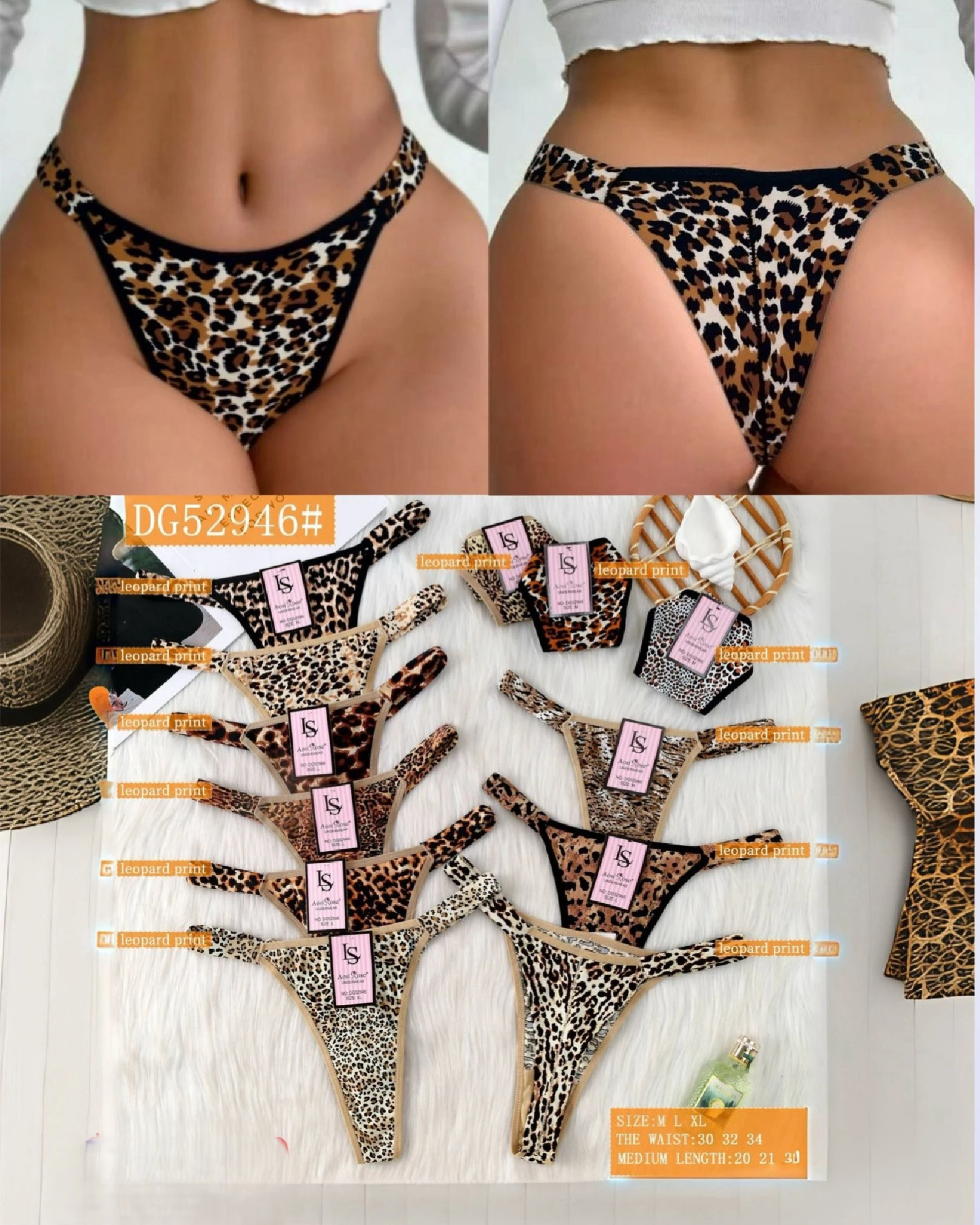 Tanga de mujer de estampado de leopardo-DG52946