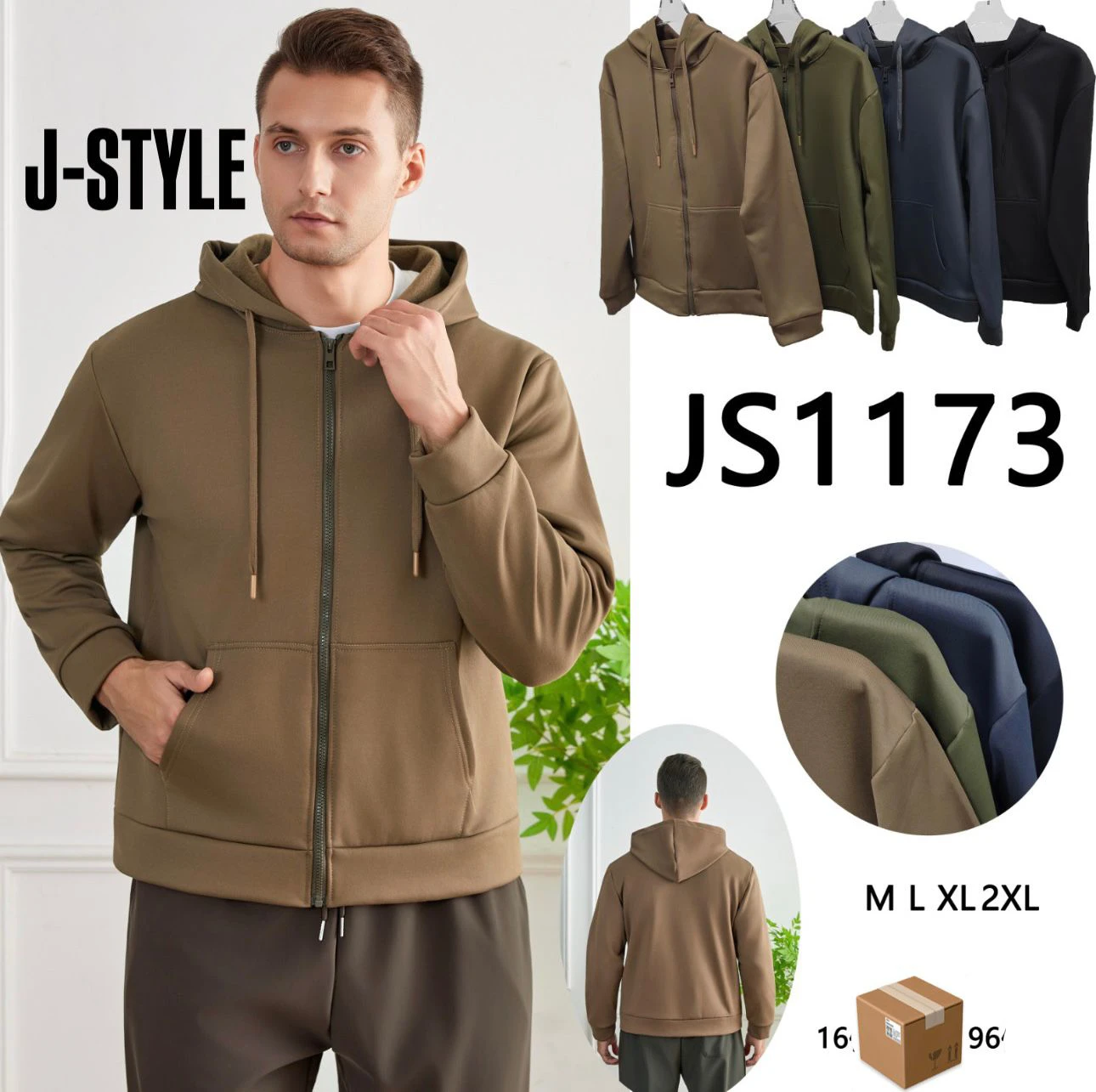 Sudadera con cremallera para hombre-JS1173