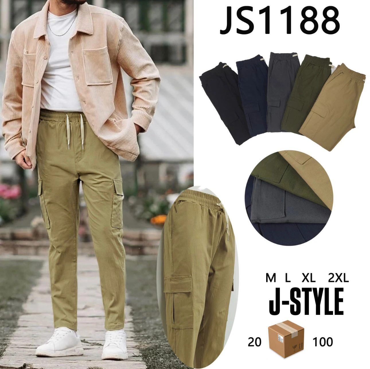 Pantalones cargo para hombre-JS1188