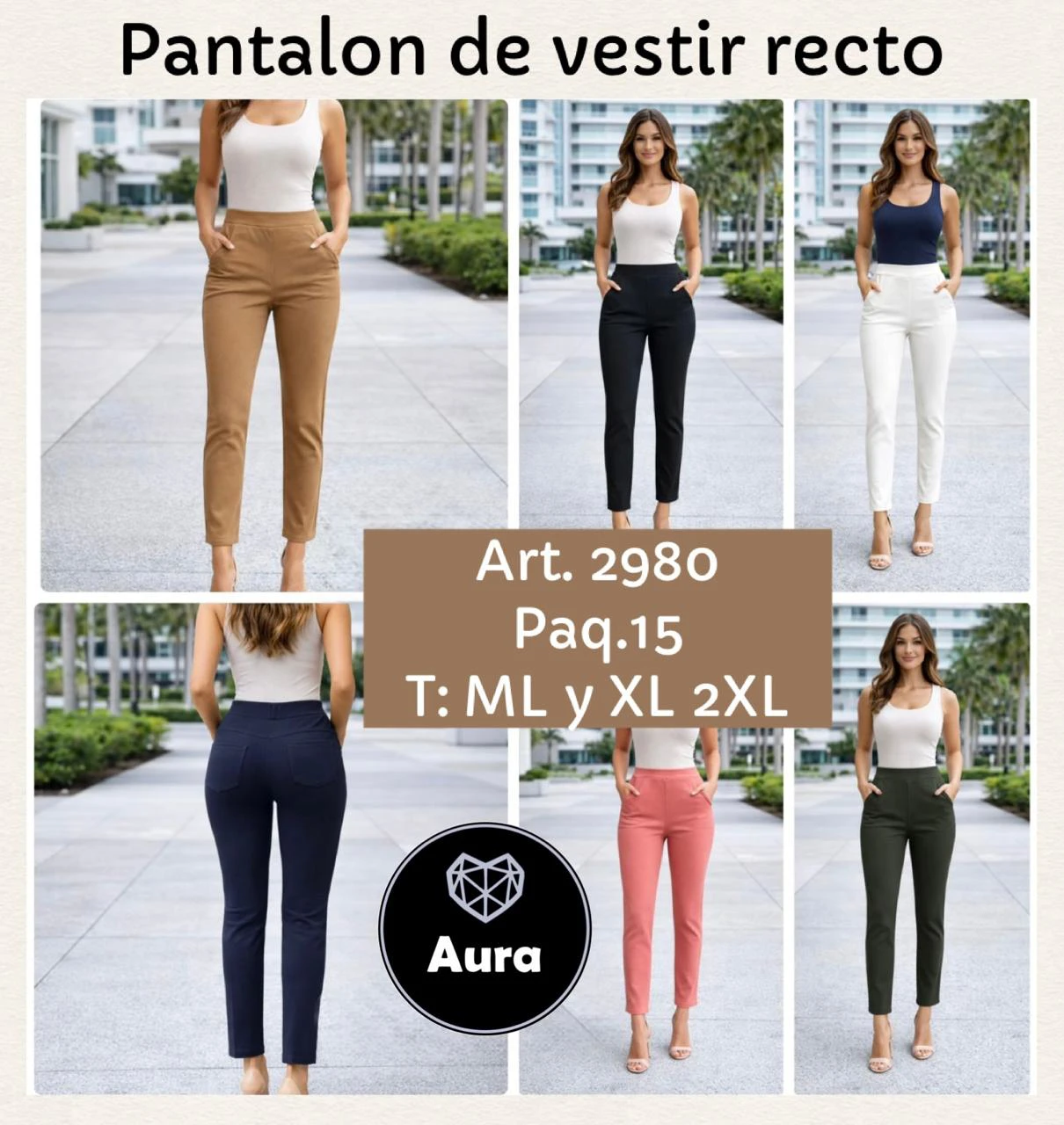 Pantalón de vestir recto-2980