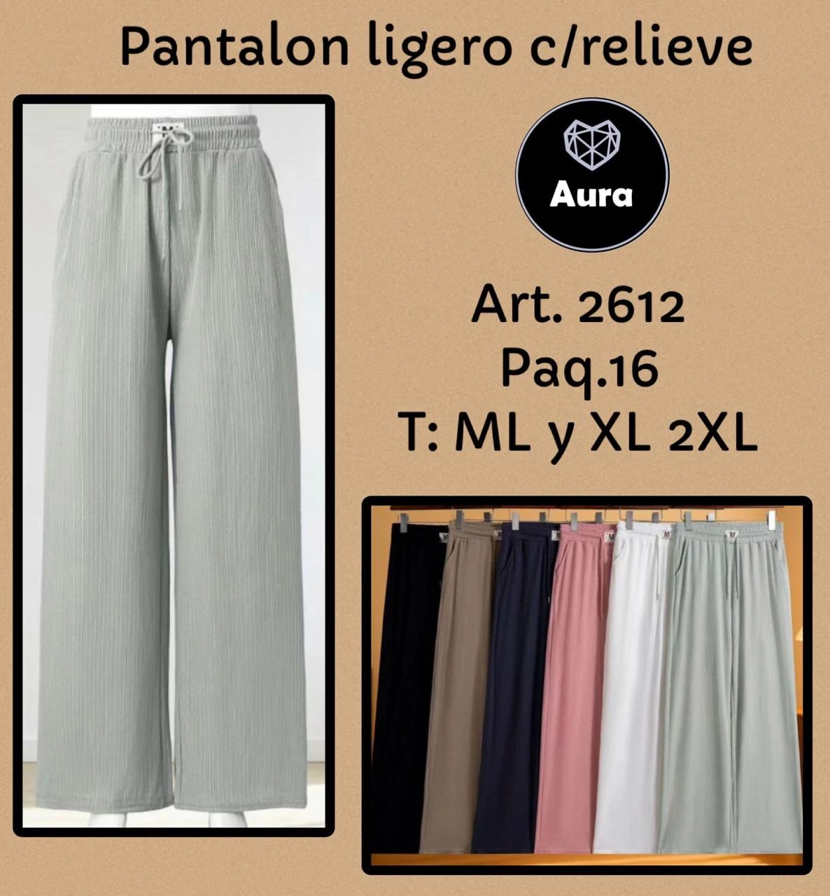 Pantalón ligero con relieve-2612