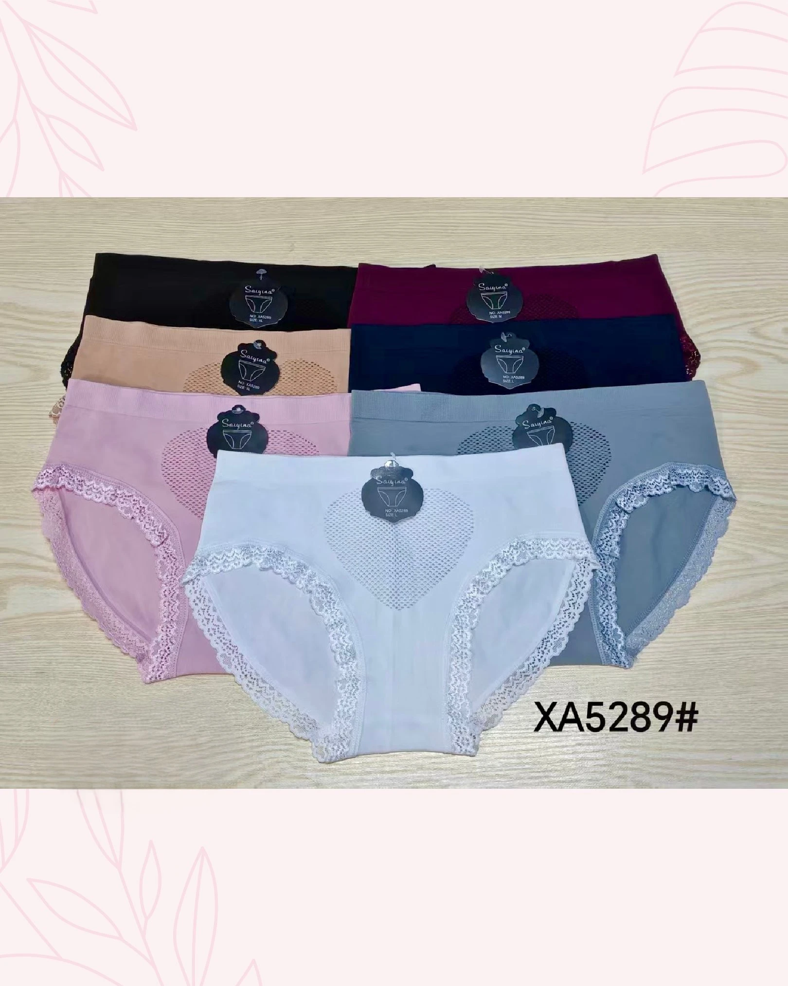 Braguitas de mujer con diseño de corazón y encaje-XA5289