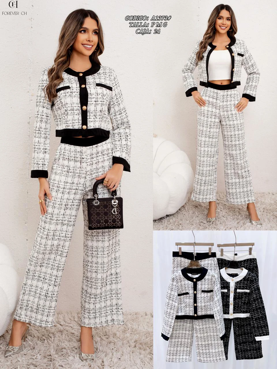 Conjunto Tweed Blazer y Pantalón-A1373