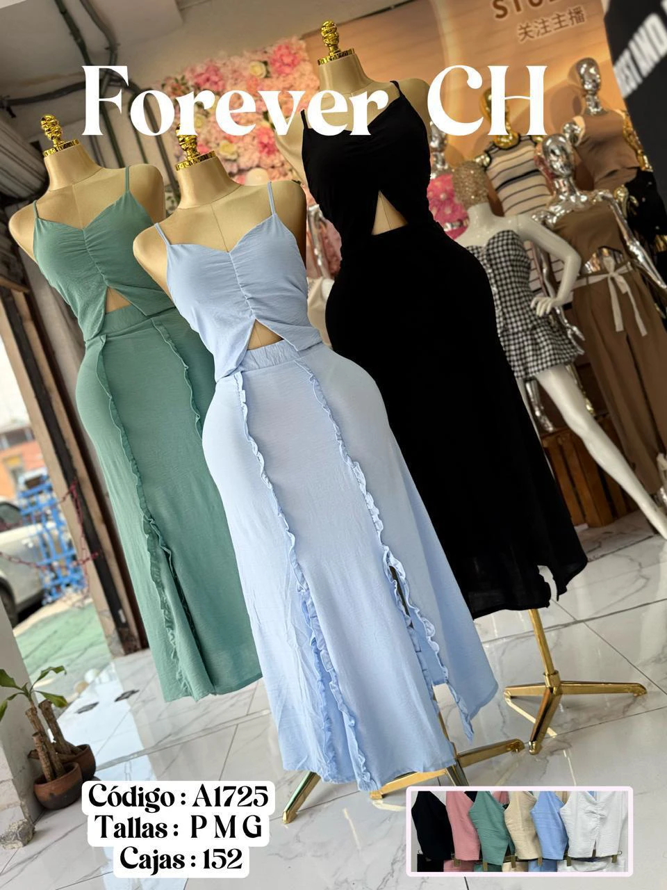 Conjunto de top y falda con abertura Forever CH-A1725
