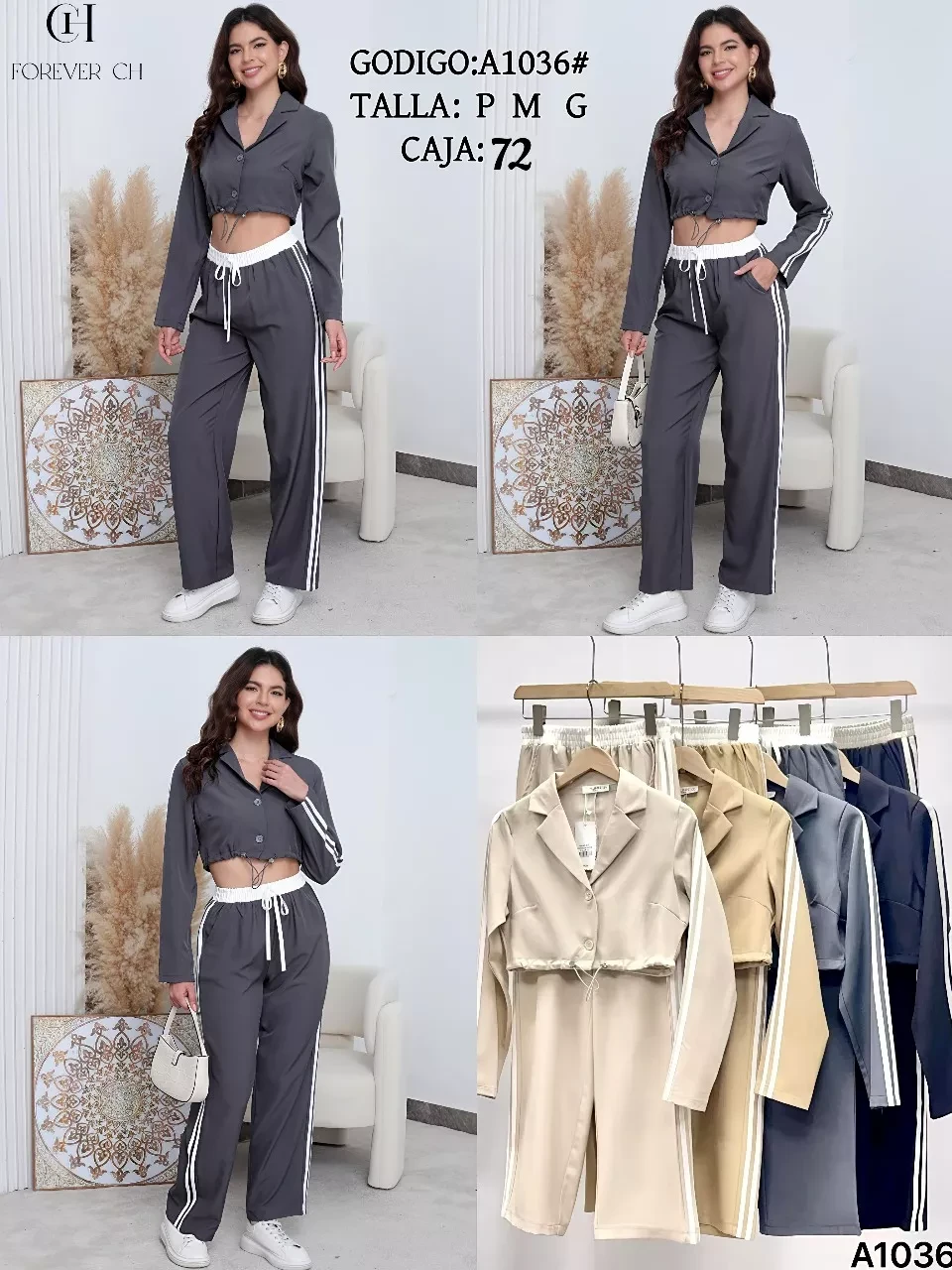 Conjunto crop top y pantalón deportivo-A1036