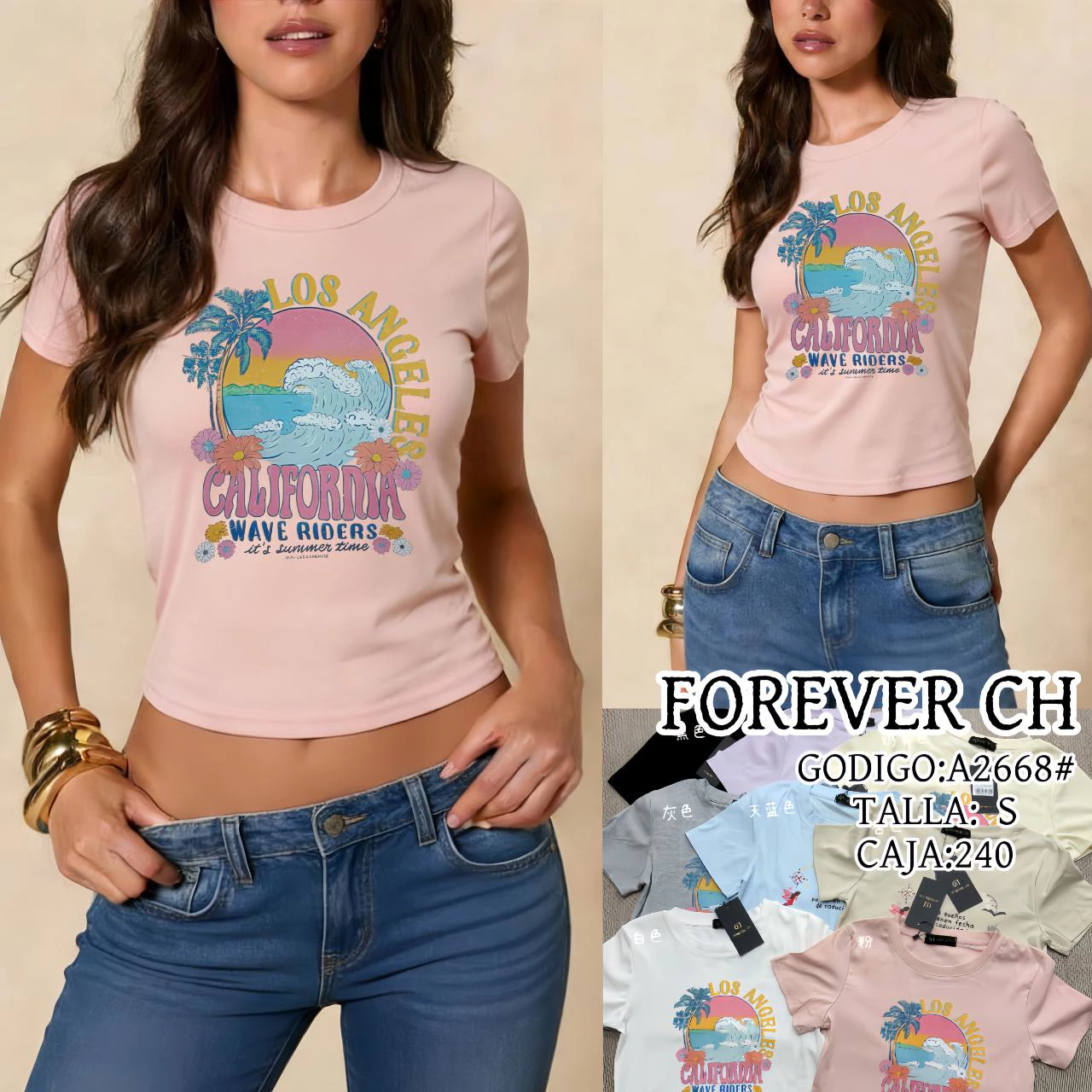 Playera Estampada California Wave Riders-A2668