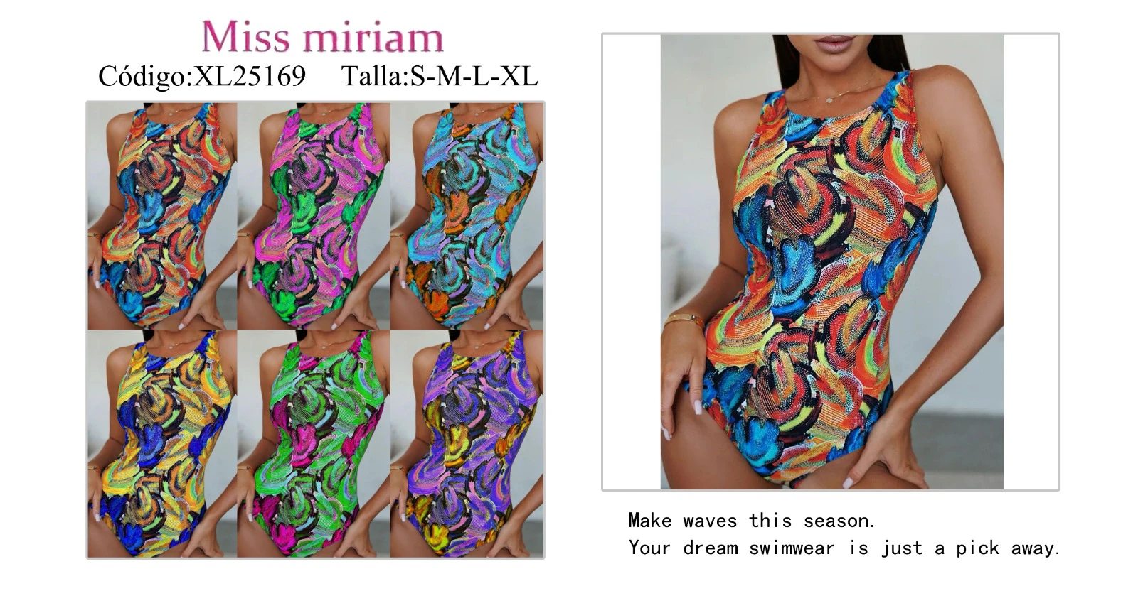 Traje de baño enterizo estampado abstracto-XL25169