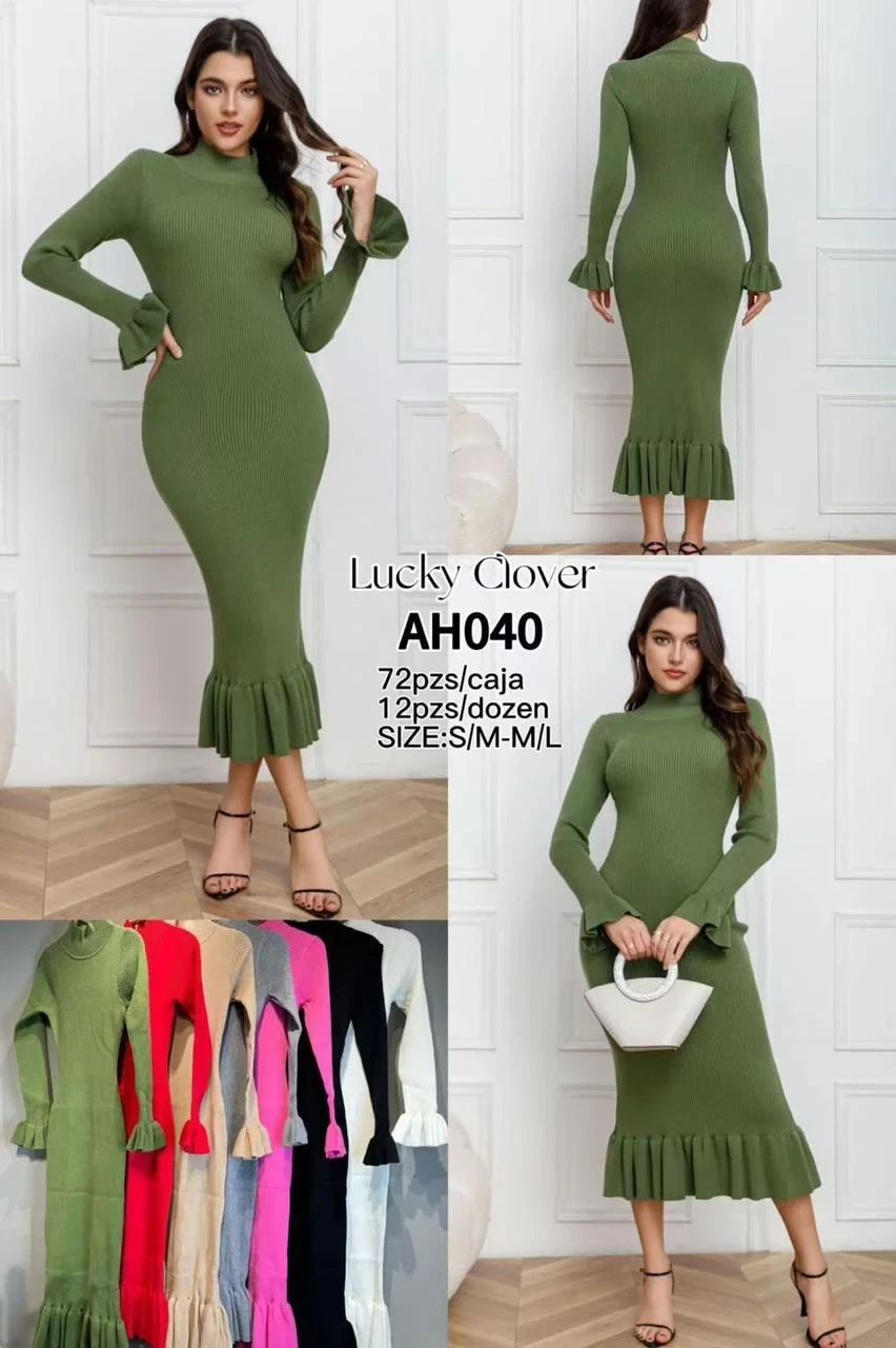 Vestido con manga larga-AH040