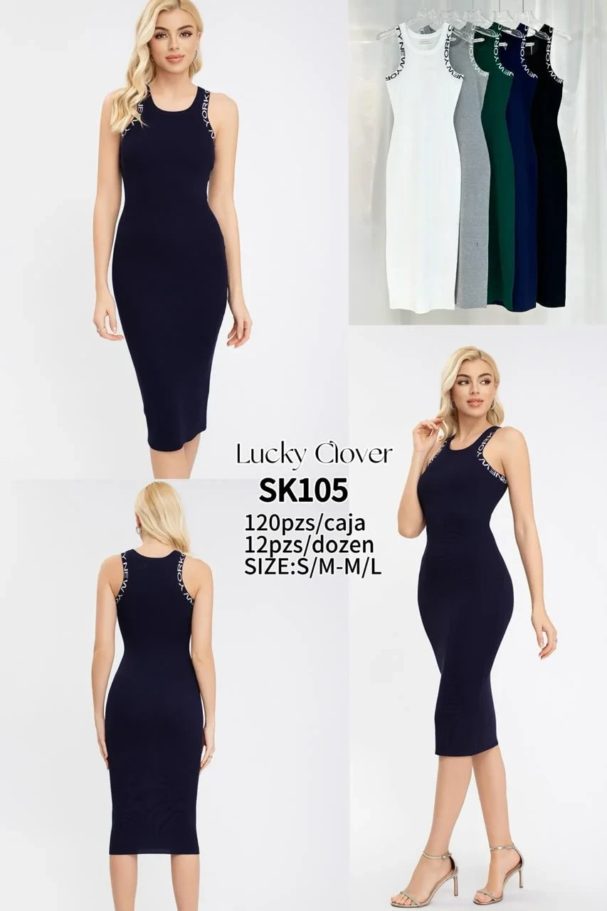 Vestido largo con detalles de texto-SK105