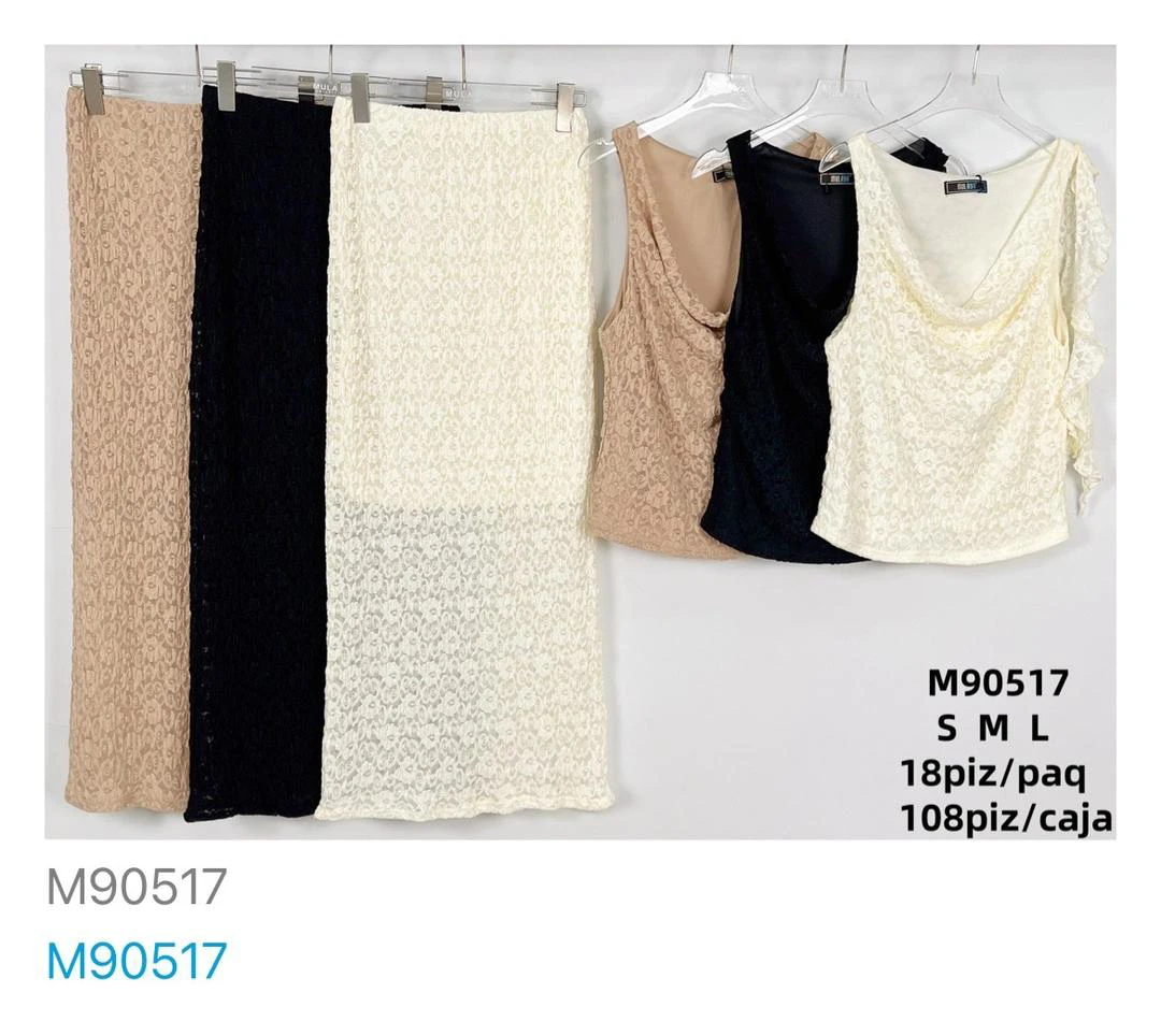 Conjunto falda y top de encaje-M90517
