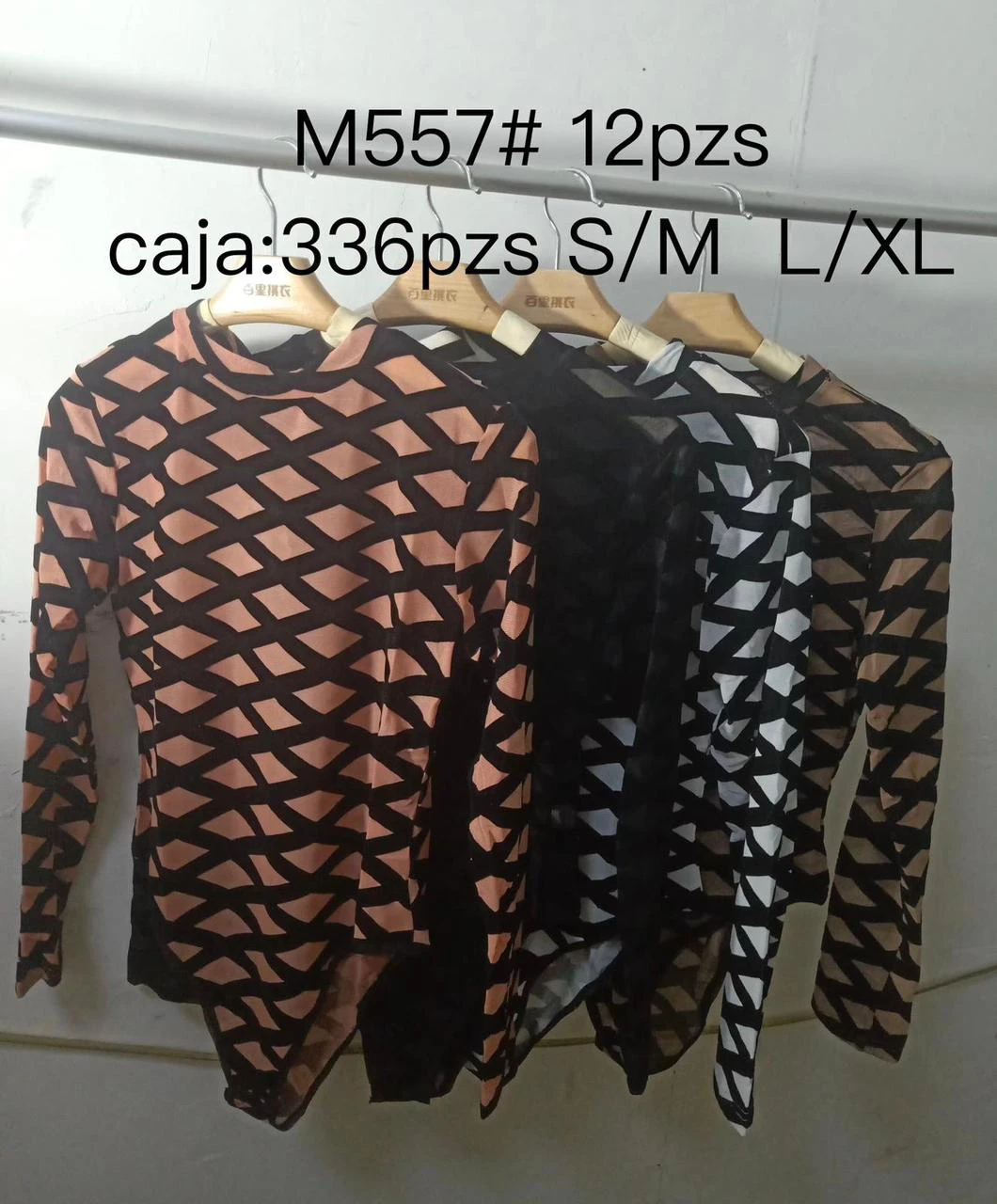Body con estampado geométrico manga larga-M557#