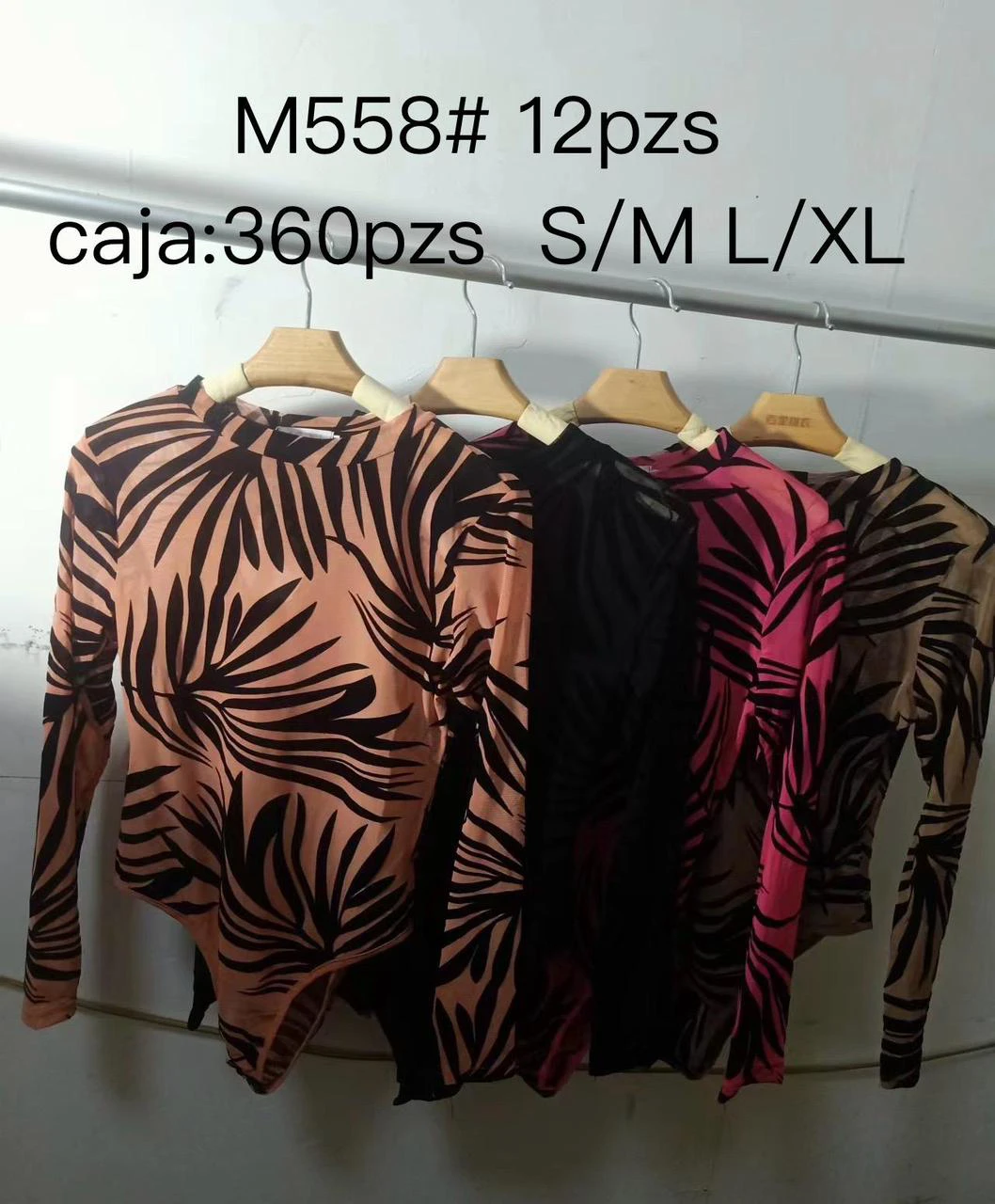Mono manga larga estampado-M558#