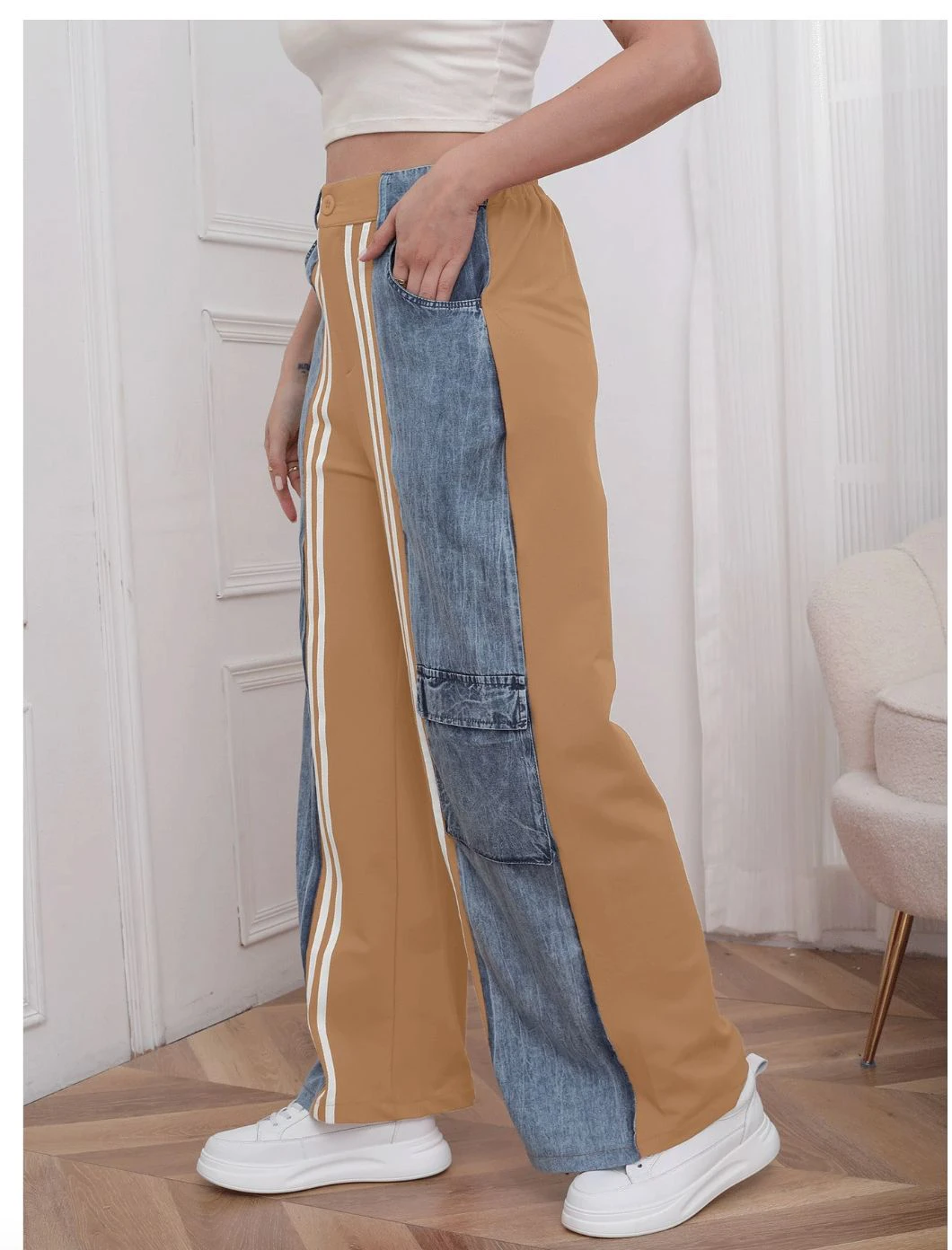 Pantalón patchwork de mujer-3082