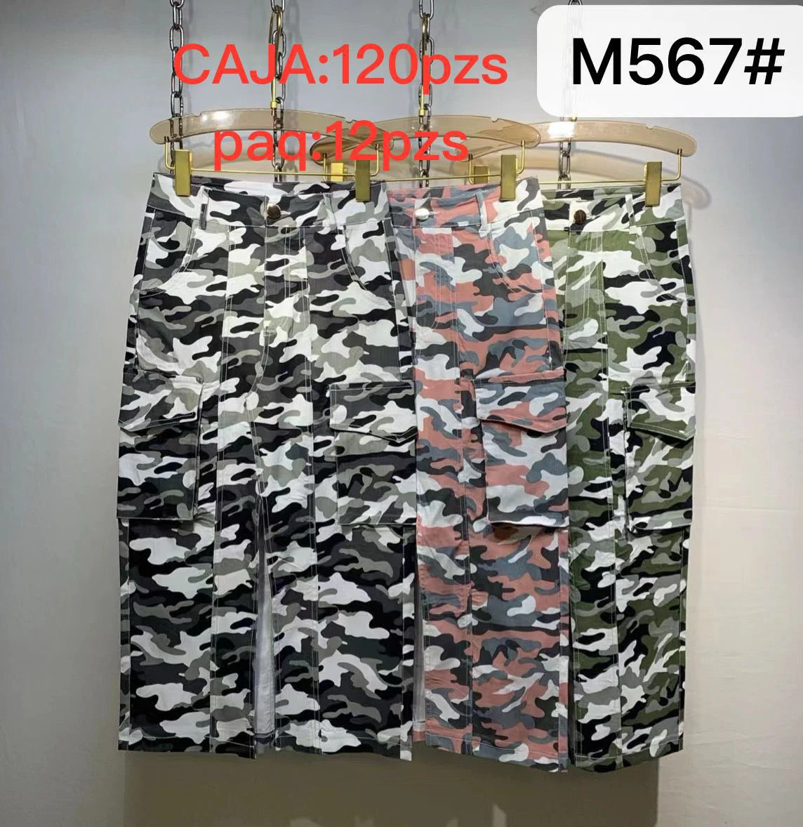 Falda cargo con estampado de camuflaje-M-567