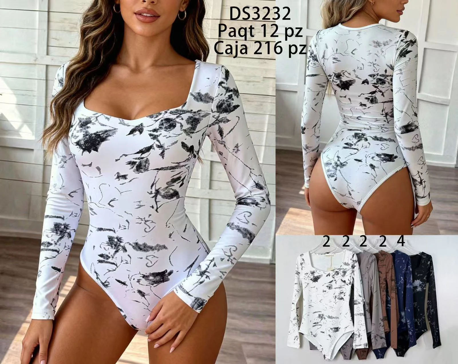 Body manga larga estampado-DS3232