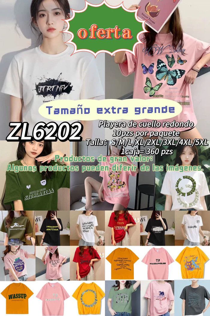 Playeras de Cuello Redondo con Estampados Variados-ZL6202