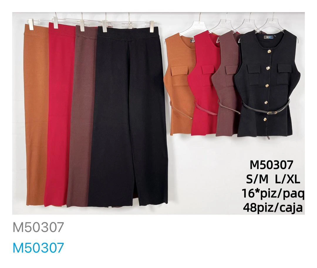 Conjunto de chaleco abotonado y pantalón-M50307