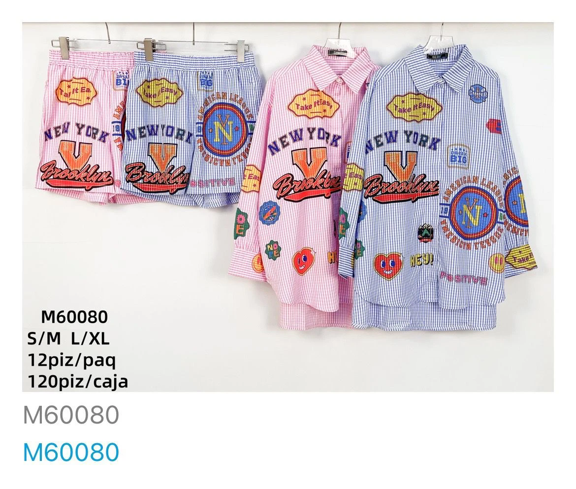 Conjunto de camisa y shorts estampados-M60080