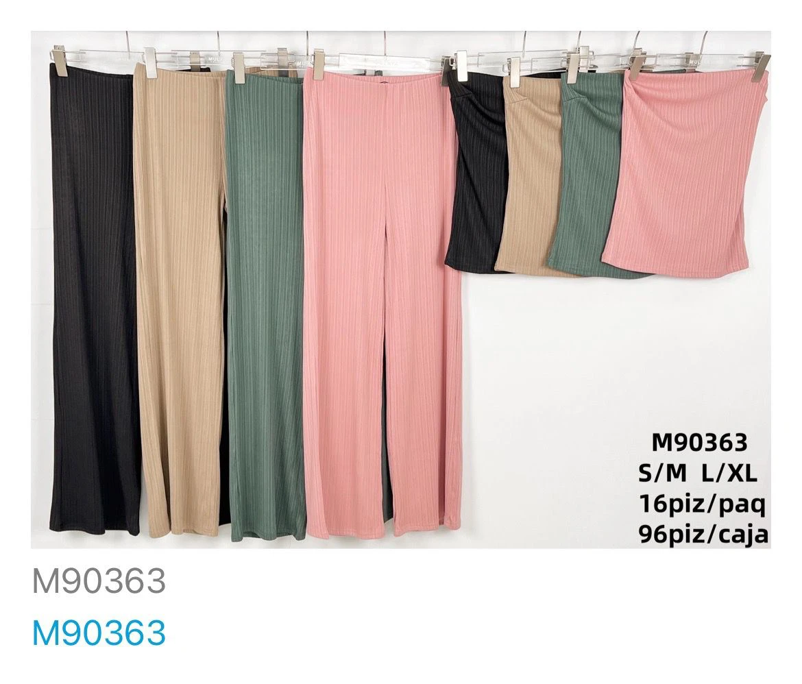Conjunto de pantalón y top acanalado-M90363