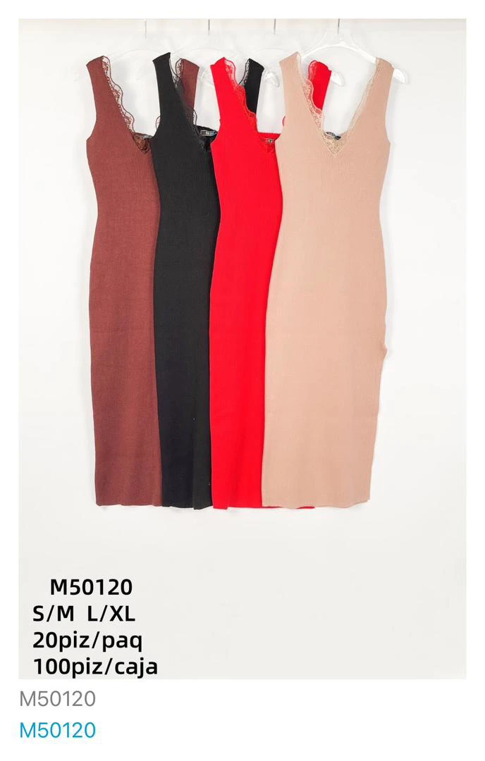 Vestido ajustado con encaje-M50120