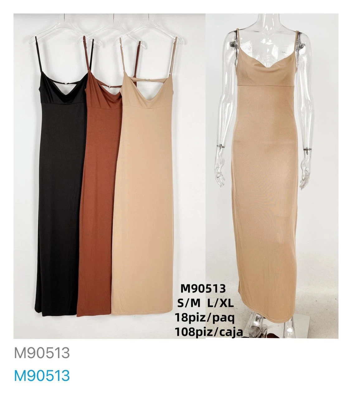 Vestido Largo con Tirantes-M90513