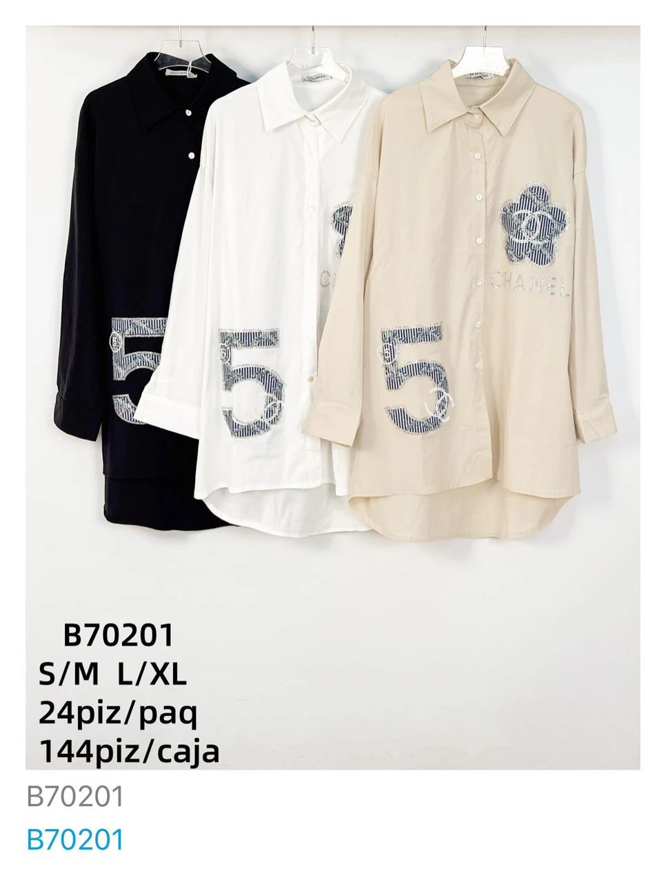 Camisa de manga larga con diseño-B70201