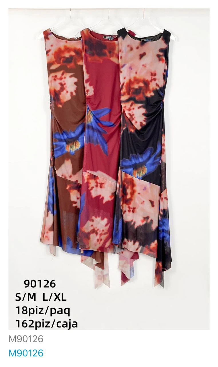 Vestido largo con estampado floral-M90126